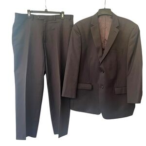 Michael Kors Single Breast Sharkskin Dark Gray Charcoal Wool Men's Suit